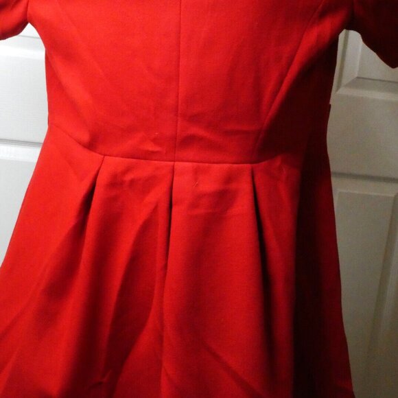 Red Coat Size 8 Lined Buttons & Bows Rare Warm Miss Selfridges Stylish *Flaw - Picture 5 of 16